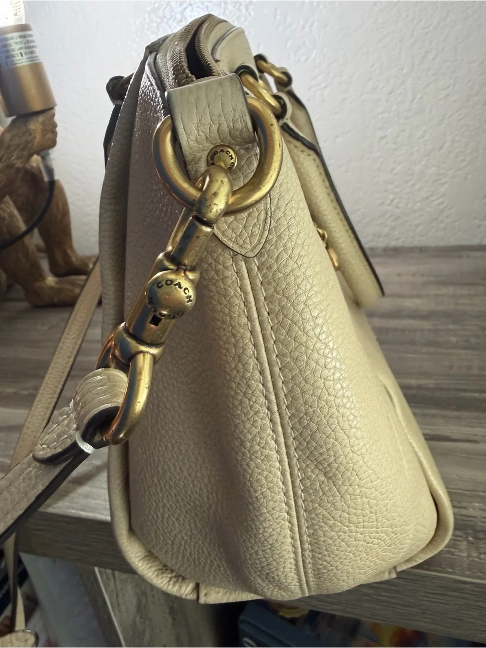 Coach Elise Satchel Chalk Beige Pebbled Leather Crossbody Bag
